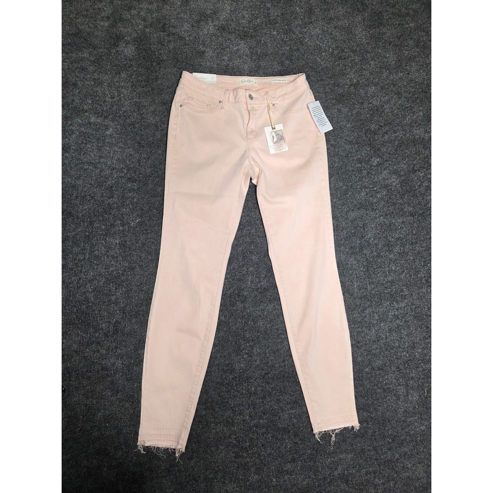 Jessica Simpson Kiss Me Super Skinny Jeans Blush Pink Raw Hem Womens Size 30 NWT